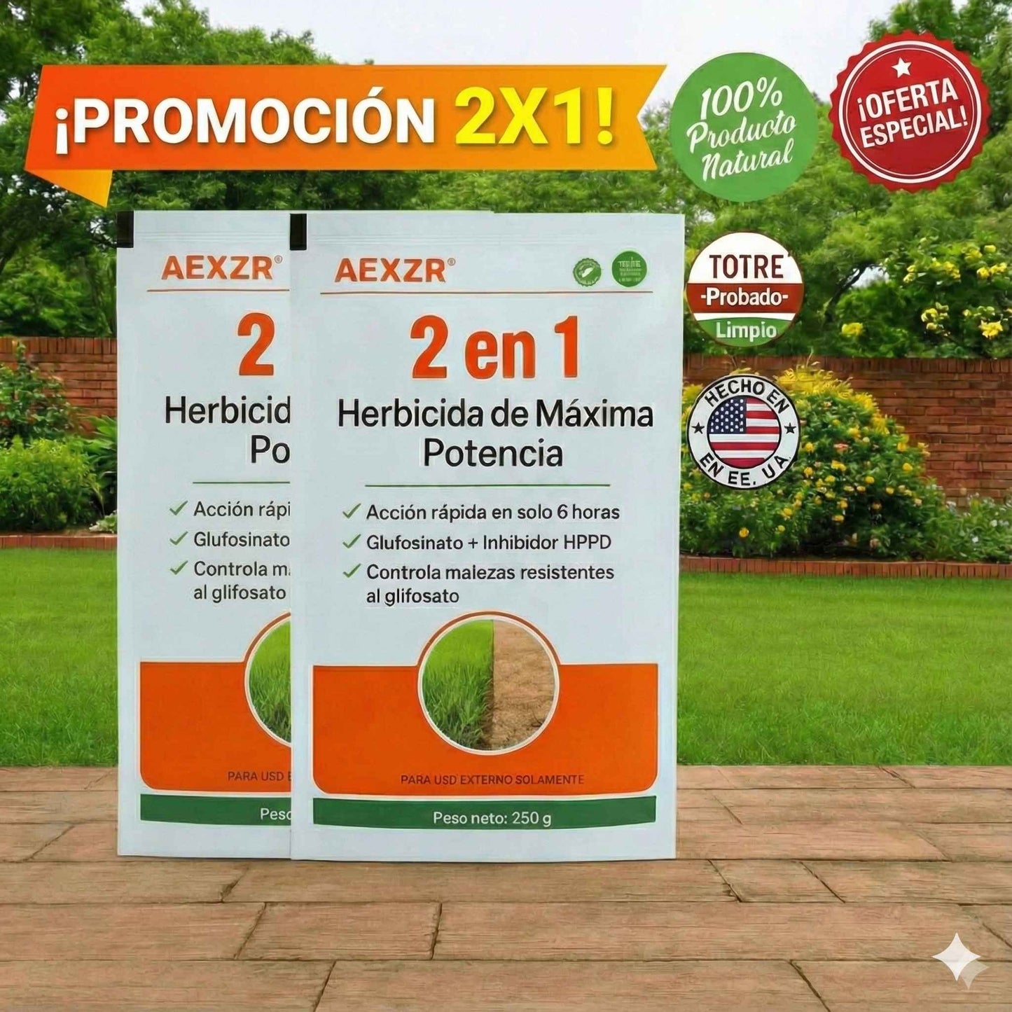 🛡️Herbicida AEXZR® 2 en 1 - Máxima potencia - 🌿Muerte visible en 6 horas☠️