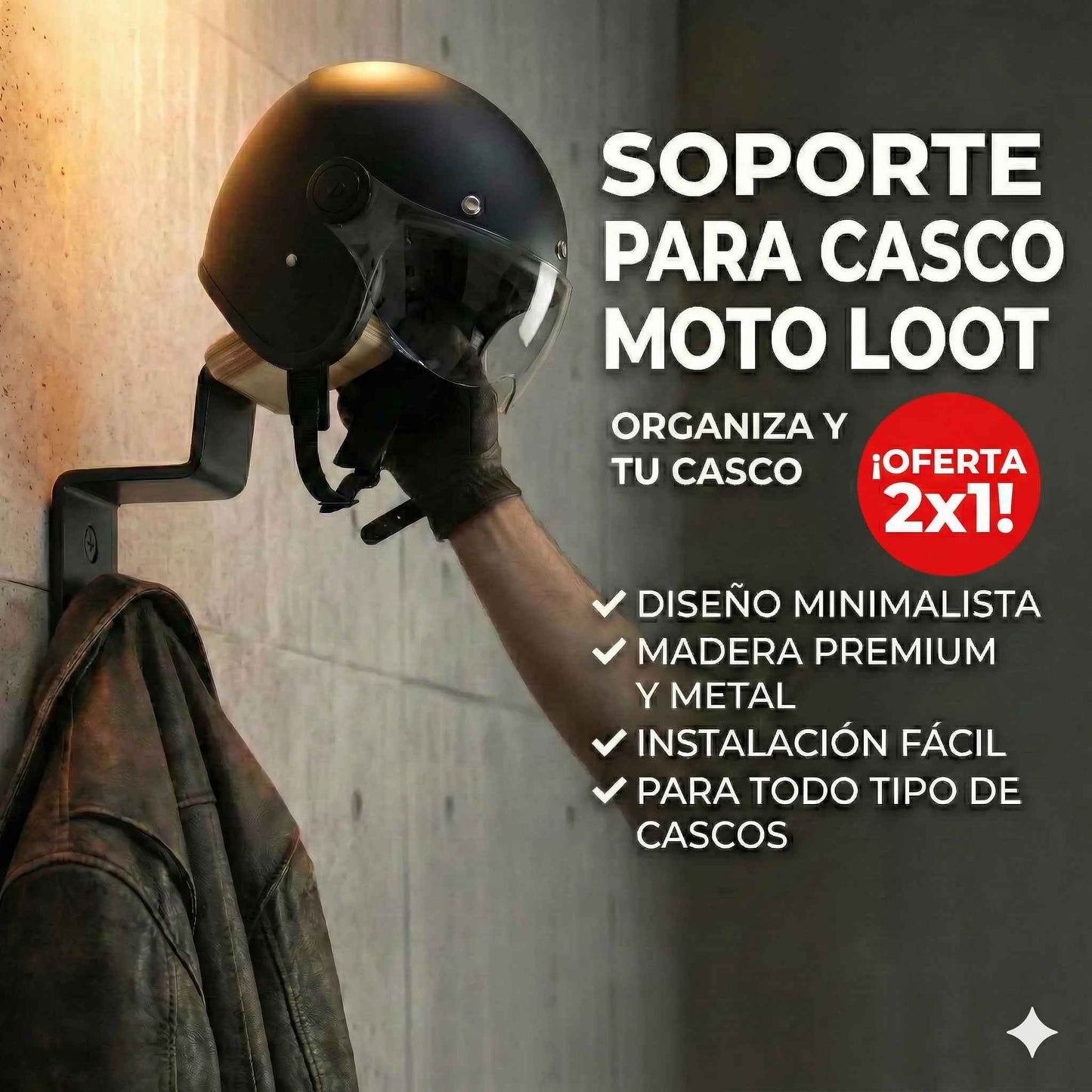 Soporte para casco – Moto Loot 🏍️ Organiza tu casco con estilo🔥Oferta 2X1🔥